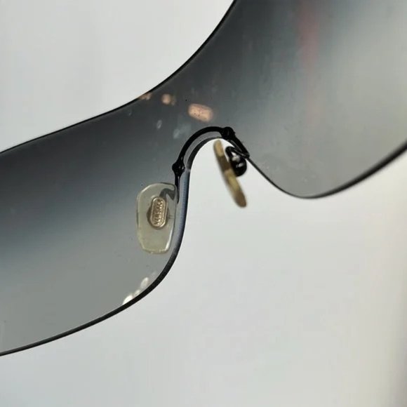 Versace 2058-B Black Rhinestone Cutout Shield Sunglasses main image 5